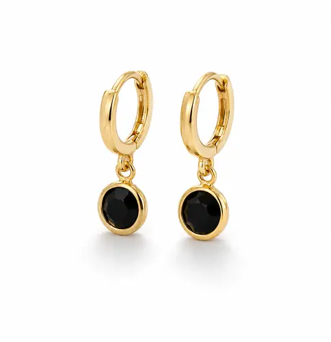 ARGOLA BLACK DROP BANHADA A OURO 18K