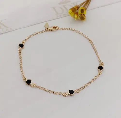 PULSEIRA BLACK POINTS BANHADO A OURO 18K