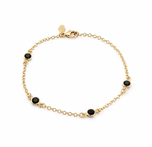 PULSEIRA BLACK POINTS BANHADO A OURO 18K