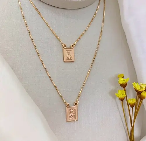 ESCAPULARIO DUPLO ELEGANCE BANHADO A OURO 18K