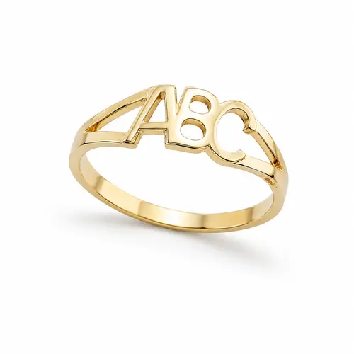 ANEL ABC INITIAL LOVE GLOW BANHADO A OURO 18K