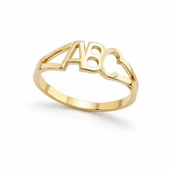 ANEL ABC INITIAL LOVE GLOW BANHADO A OURO 18K