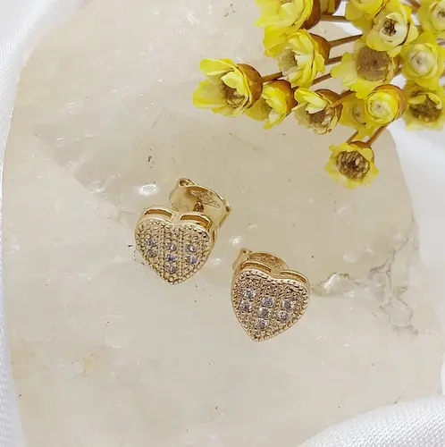 BRINCO CORAÇÃO STAR BANHADO A OURO 18K