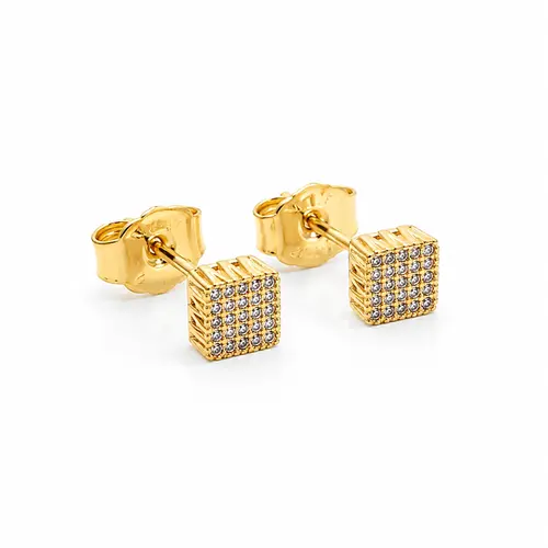 BRINCO SQUARE GLOW BANHADO A OURO 18K
