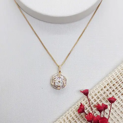 COLAR ESFERA SOLAR BANHADO A OURO 18K
