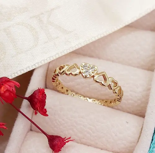 ANEL ENDLESS HEARTS BANHADO A OURO 18K