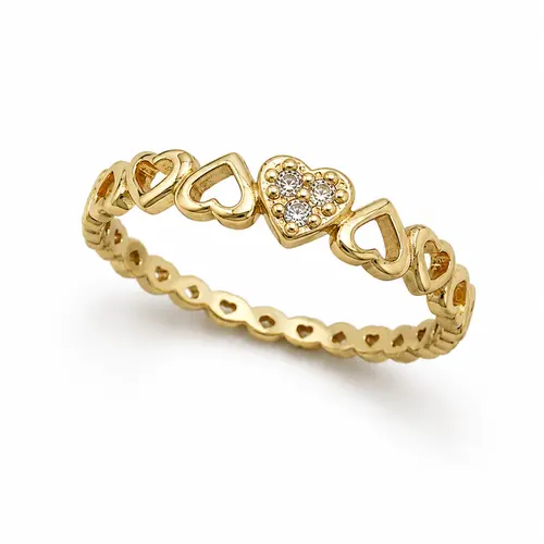 ANEL ENDLESS HEARTS BANHADO A OURO 18K