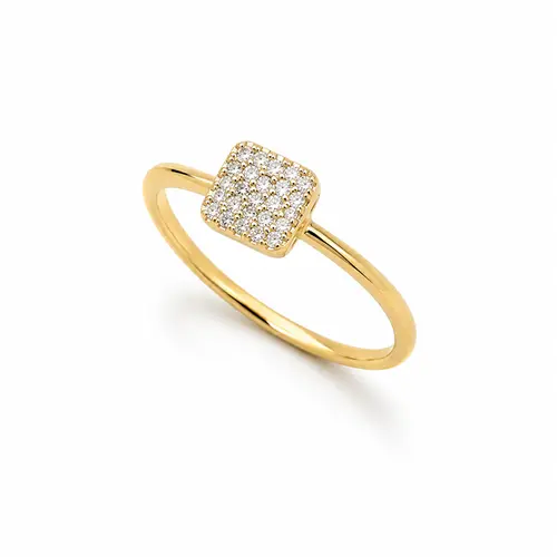 ANEL SQUARE GLOW BANHADO A OURO 18K
