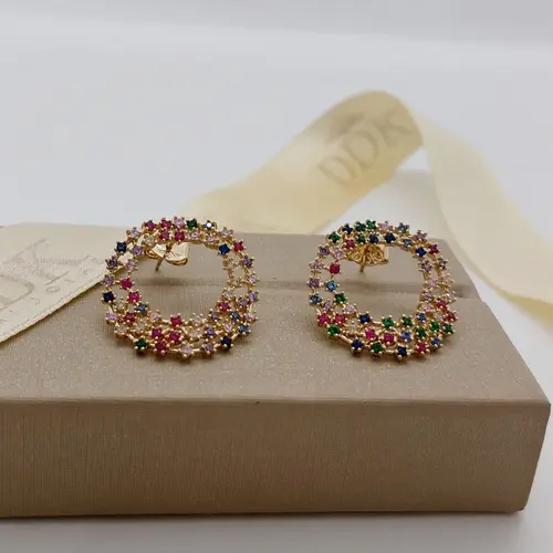 Brinco guirlanda colorida banhado a ouro 18k
