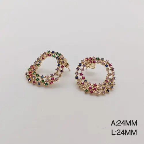 Brinco guirlanda colorida banhado a ouro 18k