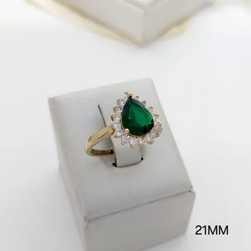 ANEL GOTA ESMERALDA ROYALLE BANHADO A OURO 18K