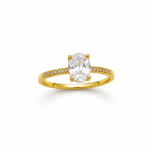 ANEL CRYSTAL OVAL BANHADO A OURO 18K