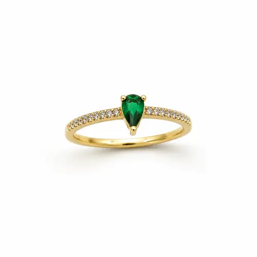 ANEL LUMI GOTA VERDE BANHADO A OURO 18K