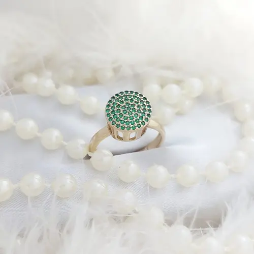 ANEL ROYAL BLOOM VERDE BANHADO A OURO 18K