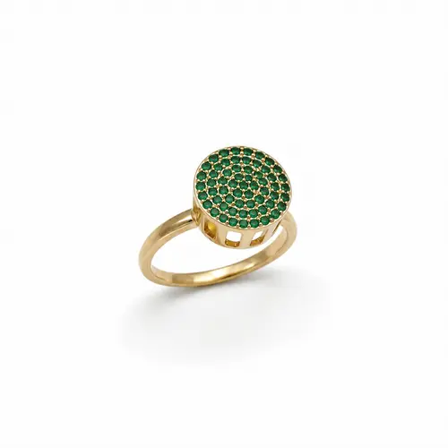 ANEL ROYAL BLOOM VERDE BANHADO A OURO 18K