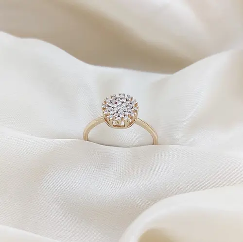 ANEL DIAMOND HALO BANHADO A OURO 18K