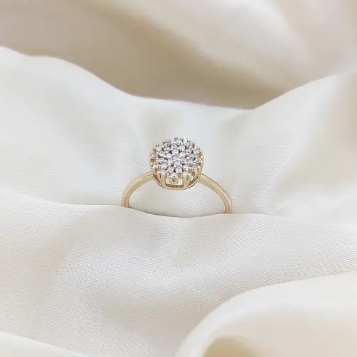 ANEL DIAMOND HALO BANHADO A OURO 18K