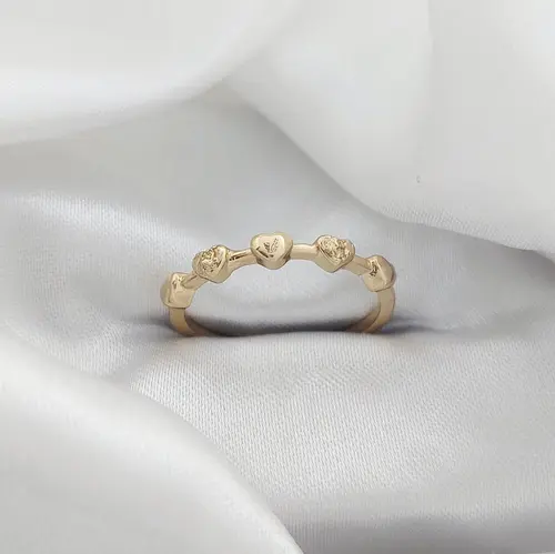 ANEL 5 CORAÇÕES BANHADO A OURO 18K