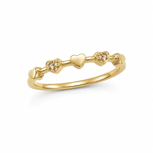 ANEL 5 CORAÇÕES BANHADO A OURO 18K