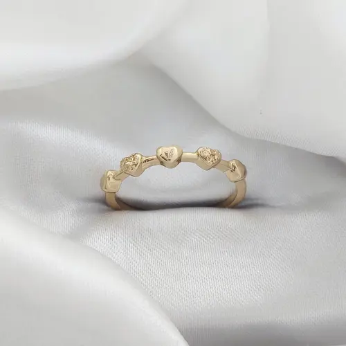ANEL 5 CORAÇÕES BANHADO A OURO 18K