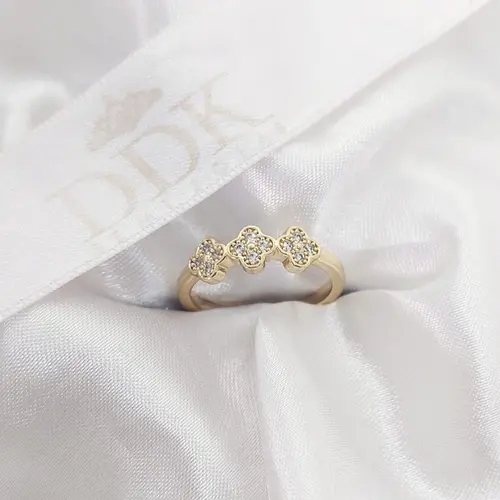 ANEL 3 TREVOS BANHADO A OURO 18K