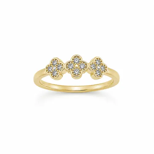 ANEL 3 TREVOS BANHADO A OURO 18K