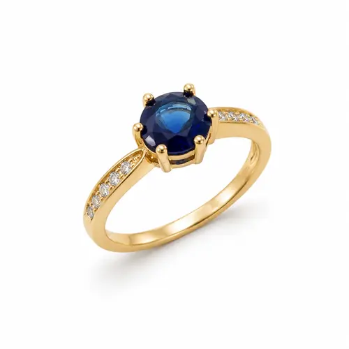 ANEL SAFIRA ROYALE BANHADO A OURO 18K