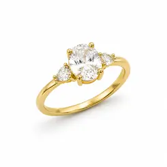 ANEL SOLITARIO OVAL BANHADO A OURO 18K