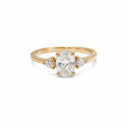 ANEL SOLITARIO OVAL BANHADO A OURO 18K
