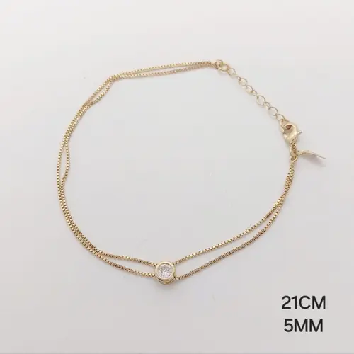 Pulseira duplo fio banhada a ouro 18k