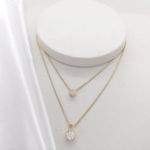 Colar duplo banhado a ouro 18k