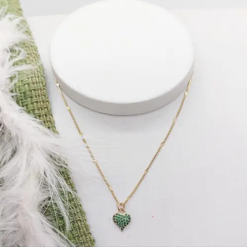 Choker cor. verde banhado a ouro 18k