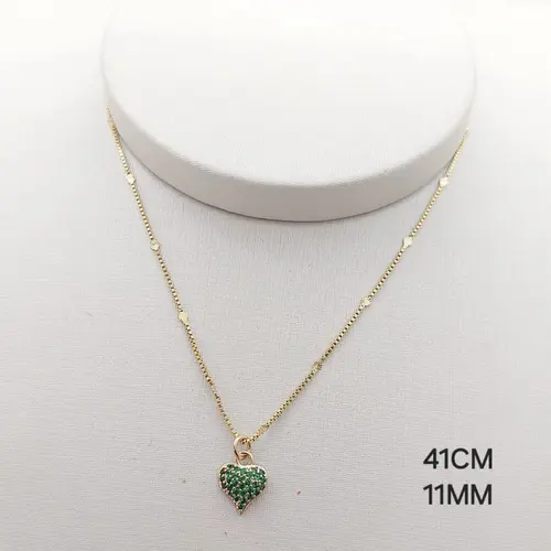 Choker cor. verde banhado a ouro 18k