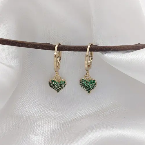 Argola cor. verde banhada a ouro 18k