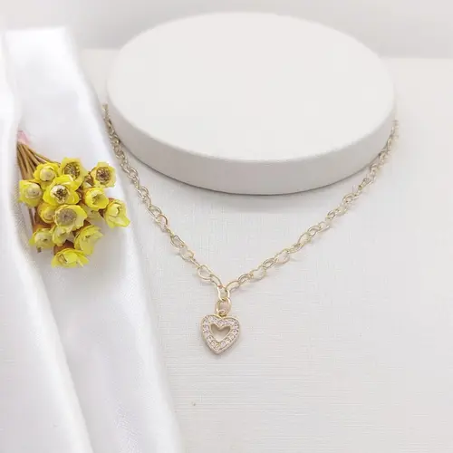 CHOKER CORAÇÃO VAZADO BANHADA A OURO 18K