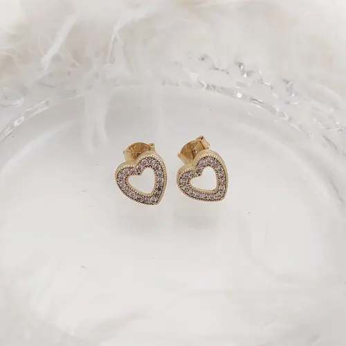 Brinco coração vaz. banhado a ouro 18k