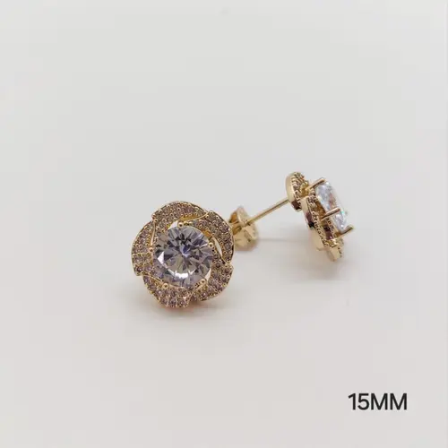 Brinco roseta banhado a ouro 18k