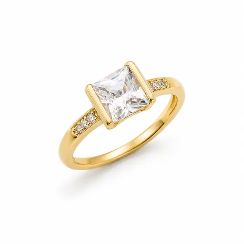 ANEL SONHOS QUADRADO BANHADO A OURO 18K