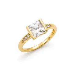 ANEL SONHOS QUADRADO BANHADO A OURO 18K