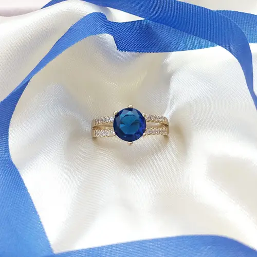 ANEL MAR INTENSO BANHADO A OURO 18K