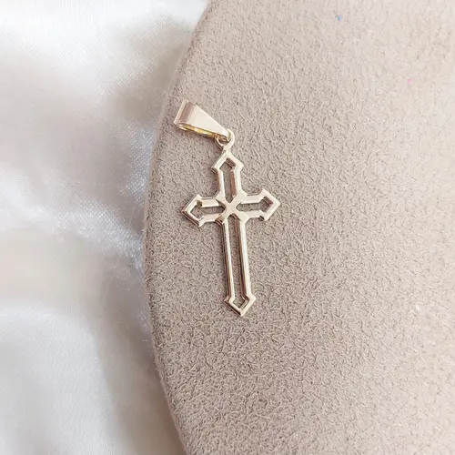 Pingente cruz banhado a ouro 18k