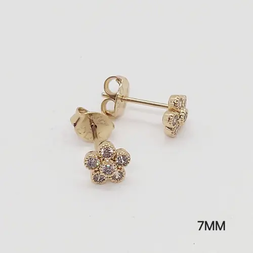 Brinco flor arredondado banhado a ouro 18k