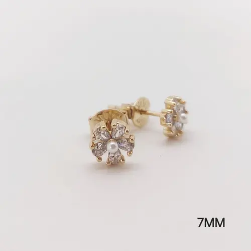 Brinco p. de luz flor banhada a ouro 18k