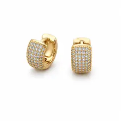 ARGOLA CRAVEJADA BRILHANTE P BANHADA A OURO 18K