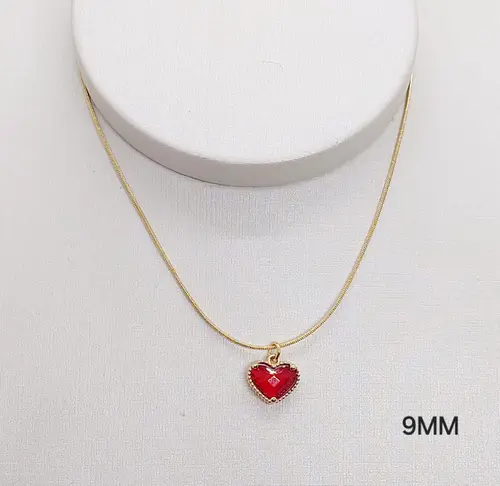 Choker coração vermelho banhada a ouro 18k