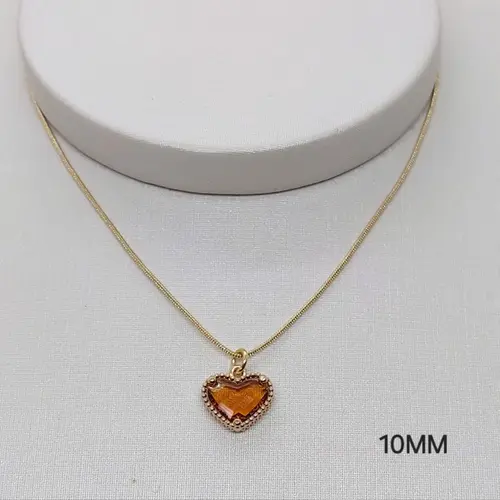Choker coração marrom banhada a ouro 18k
