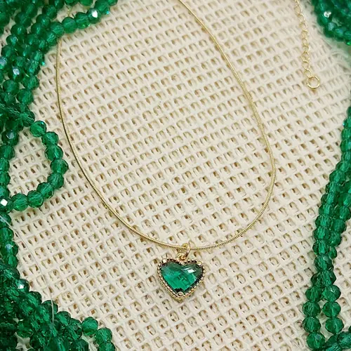 CHOKER CORAÇÃO VERDE BANHADO A OURO 18K