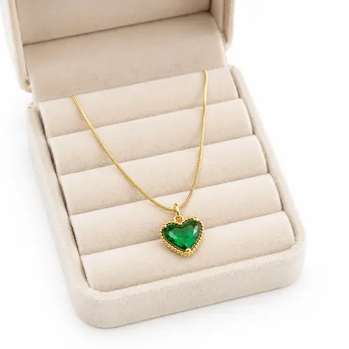 CHOKER CORAÇÃO VERDE BANHADO A OURO 18K