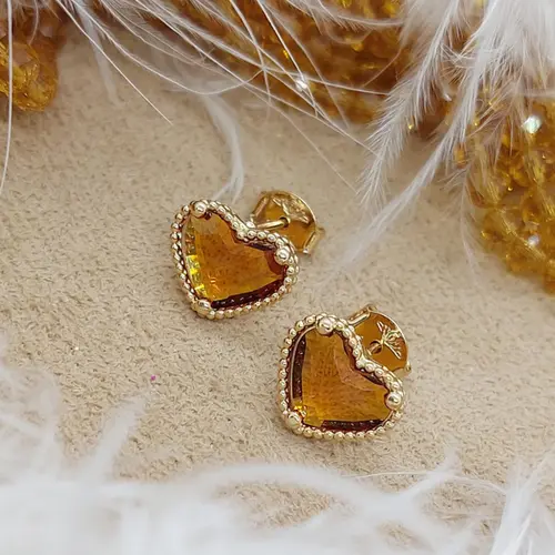 BRINCO CORAÇÃO CARAMELO BANHADO A OURO 18K