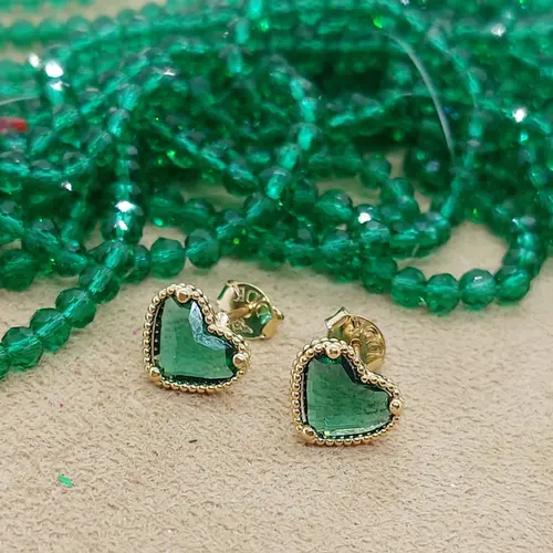 BRINCO VERDE TROPICAL BANHADO A OURO 18K